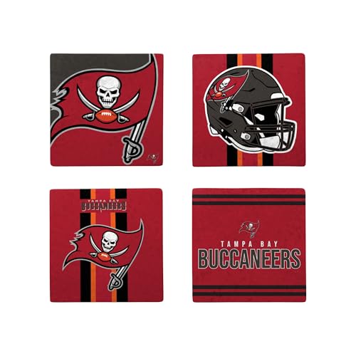 FOCO NFL Offizielles Game Day Getränkeuntersetzer-Set (Tampa Bay Buccaneers), 4 Stück von FOCO