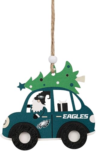 FOCO NFL Philadelphia Eagles Holz Auto Ornament mit Baum - Offiziell lizenzierte Feiertagsdekoration FOCO NFL Philadelphia Eagles Holz Auto Ornament mit Baum - Offiziell lizenzierte Feiertagsdekoration von FOCO