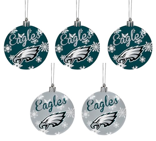 FOCO Philadelphia Eagles NFL 5 Stück bruchsichere Kugel-Ornamente von FOCO