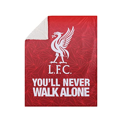 FOCO Offizielles Lizenzprodukt Liverpool FC Slogan Sherpa Plüsch-Überwurfdecke von FOCO