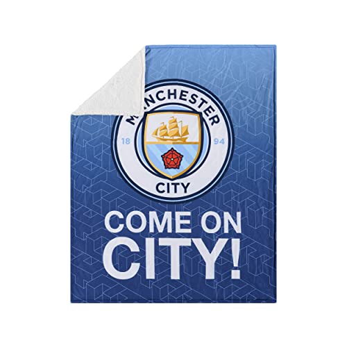 FOCO Offizielles Lizenzprodukt Manchester City FC Slogan Sherpa Plüsch-Überwurfdecke FOCO Offizielles Lizenzprodukt Manchester City FC Slogan Sherpa Plüsch-Überwurfdecke von FOCO