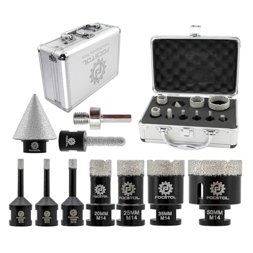 FOCSTOL Diamant Fliesenbohrer Set - 6/6/8/20/25/35/50mm+10mm Fingerfräser+35mm Fasenbohrer+Sechskantschaft Adapter für Porzellan Keramik Fliese Marmor Granit Stein Quarz Packung mit 10 FOCSTOL Diamant Fliesenbohrer Set - 6/6/8/20/25/35/50mm+10mm Fingerfräser+35mm Fasenbohrer+Sechskantschaft Adapter für Porzellan Keramik Fliese Marmor Granit Stein Quarz Packung mit 10 von FOCSTOL