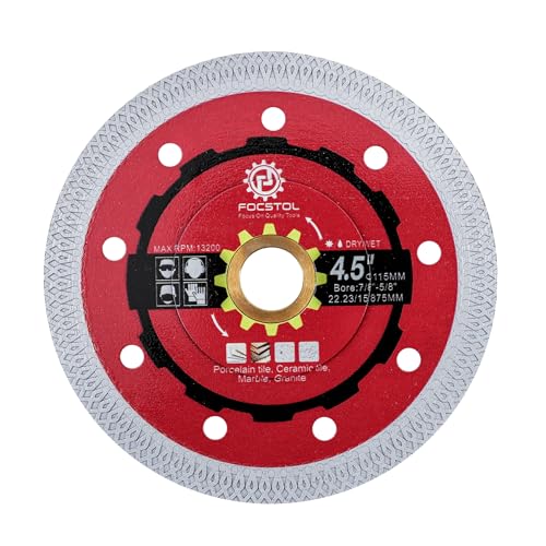 FOCSTOL Diamant Trennscheibe - 115mm Fliesentrennscheibe für Porzellan Keramikfliesen Marmor Granit Quarz Laube 22,23mm x 15,875mm von FOCSTOL