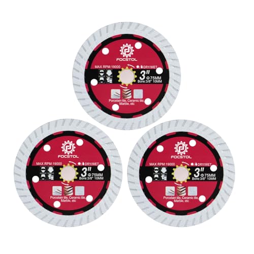 FOCSTOL Diamant Trennscheibe 75mm x 10mm - 3 Stück Fliesentrennscheibe für Keramikfliesen Marmor von FOCSTOL