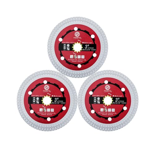 FOCSTOL Diamant Trennscheibe 75mm x 10mm - 3 Stück Fliesentrennscheibe für Porzellan Keramikfliesen Marmor Kunststein von FOCSTOL
