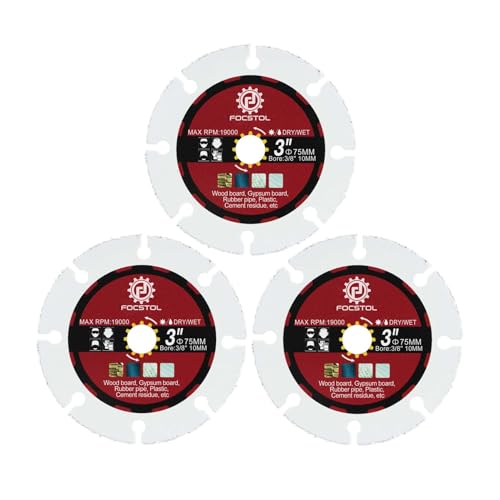 FOCSTOL Trennscheibe Holz 75mm x 10mm - 3 Stück Vakuumgelötetes Sägeblatt für Holz Gummi Kunststoff von FOCSTOL