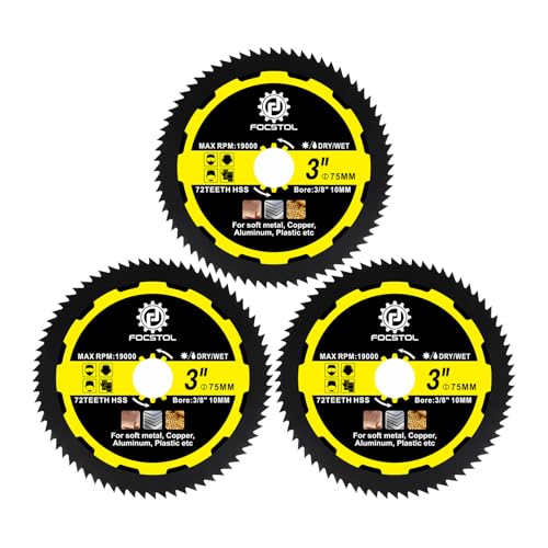 FOCSTOL Trennscheibe Metall - 3 Stück 75mm x 10mm Sägeblatt für Weiches Metall Kupfer Aluminium von FOCSTOL