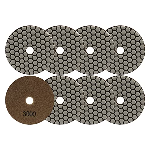 FOCSTOL Diamant Trocken Polierscheiben - 8 Stück 100mm Körnung 3000 Diamant Schleifpad für Granit Marmor Kunststein Quarz für Winkelschleifer von FOCSTOL