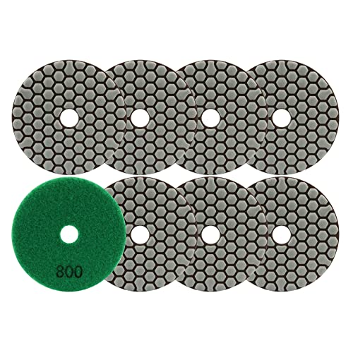 FOCSTOL Diamant Trocken Polierscheiben - 8 Stück 100mm Körnung 800 Diamant Schleifpad für Granit Marmor Kunststein Quarz für Winkelschleifer von FOCSTOL