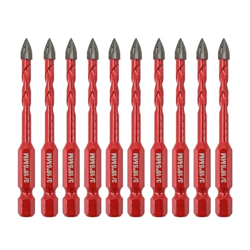 FOCSTOL Fliesenbohrer Set - 10 Stück Hartmetallbohrer mit Schnellwechsel-Sechskantschaft für Holz Kunststoff Mauerwerk Keramikfliesen Beton Marmor (5mm*10) von FOCSTOL