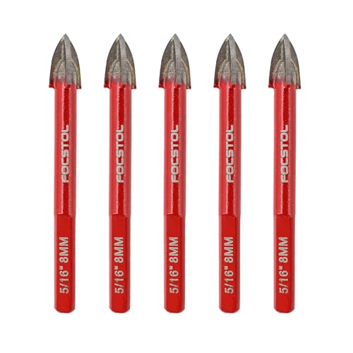 FOCSTOL Fliesenbohrer Set 8mm - 5 Stück Hartmetallbohrer mit Dreikantschaft für Holz Kunststoff Mauerwerk Keramikfliesen Beton Marmor FOCSTOL Fliesenbohrer Set 8mm - 5 Stück Hartmetallbohrer mit Dreikantschaft für Holz Kunststoff Mauerwerk Keramikfliesen Beton Marmor von FOCSTOL