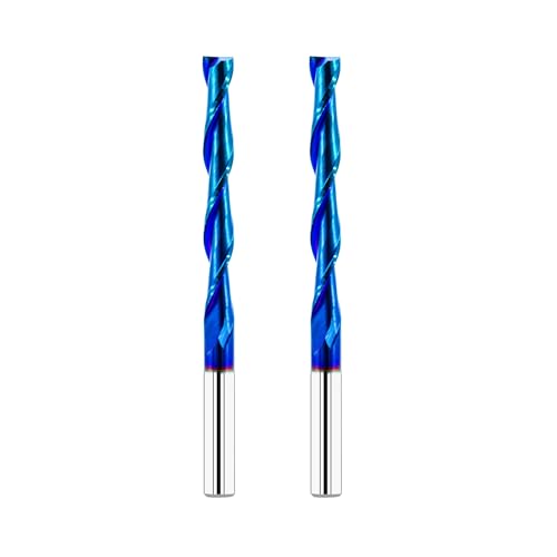 FOCSTOL Spiralnutfräser 6mm Kompression - 2 Stück Fräser CNC Spiralfräser, Upcut Spiralfräser Router Bit mit Nano-Blau-Beschichtung zum Nuten und Schnitzen von Holz von FOCSTOL