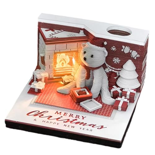 3D Kalender, 3D-Tischkalender 2026 mit LED-Licht, abreißbarer Notizblock, 8 x 8 x 4,8 cm von FOELANNE