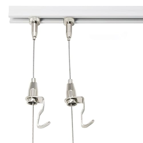 Bildschienen-System, Adjustable Wire Picture Hanging Kit With Multicolor Aluminum Track Multiple Sizes And Ropes(3.3"/1m Cable,39"/100cm Track) von FOELANNE