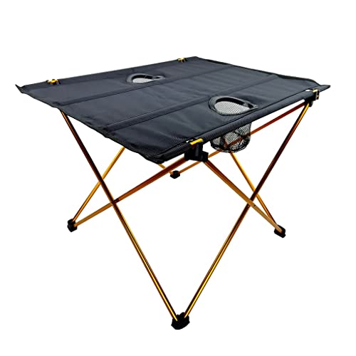 EIN ausklappbarer Camping-Tisch, Gelber klappbarer Campingtisch aus Aluminiumlegierung for Grillen und Picknick im Freien von FOELANNE
