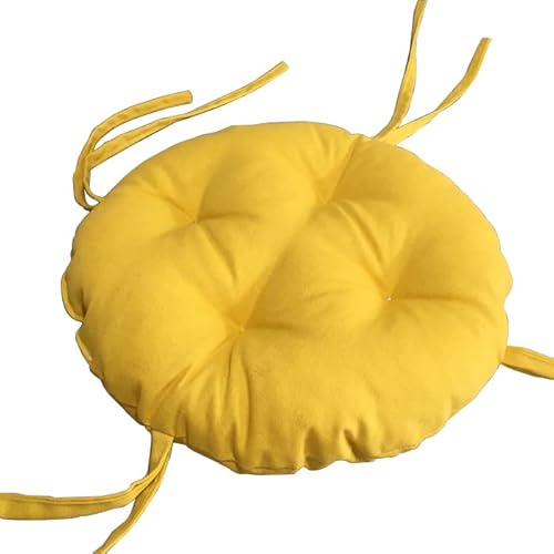 EODLAPEK Die Stühle des Essensstücks, Rundes Sitzkissen aus Baumwollleinen mit Bändern, Mehrfarbig, mehrere Größen, 7 cm(Yellow,Diameter:35cm(14inch)) von FOELANNE