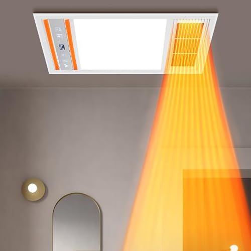 FOELANNE Badezimmer zum Ventilator, Heizungs- und LED-Badezimmerabluftventilator, Temperaturanzeige, Funkfernbedienung, 300 x 600 x 60 mm von FOELANNE