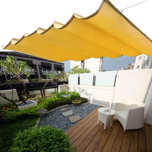 FOELANNE Wellen schattende Segel, Einziehbare Sonnensegel Baldachin Multicolor Mehrere Größen for Outdoor Patio Deck Yard(Yellow,0.6x5m) von FOELANNE