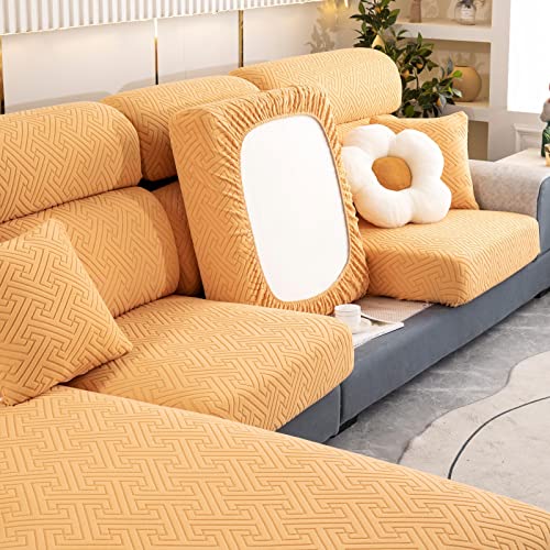 Flexible Couch-Kissen, Sofakissenbezüge for 1-, 2- und 3-Sitzer-Ecksofa in L-Form, Mehrfarbig, mehrere Größen(Yellow,Backrest-M(60-90cm)) von FOELANNE