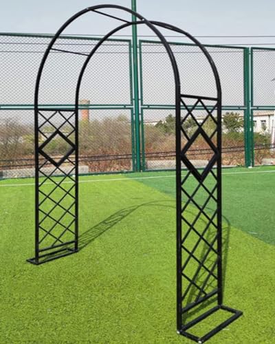 Gartenschau, Metallgarten-Spalier-Hochzeitsbogen mit Basis oder Bodenpfählen, Mehrfarbig, mehrere Größen(Black-a,140x230cm/4.5x7.5ft) von FOELANNE