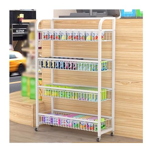 Gemüse, Mehrschichtiges Präsentationsregal mit Rädern for Snacks, Getränke, Lebensmittel, mehrfarbig, mehrere Größen von FOELANNE