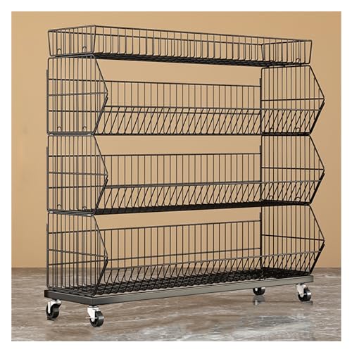 Gemüse, Snack-Aufbewahrungswagen, 4-stöckig oder 5-stöckig, Schwarz/Weiß, mehrere Größen(4 Tier Black,L90cm(35.4in)) von FOELANNE