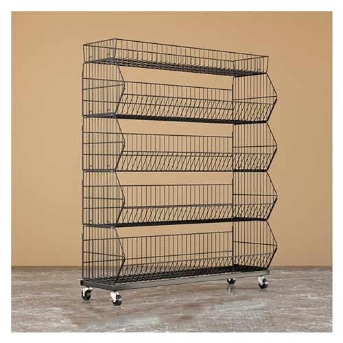 Gemüse, Snack-Aufbewahrungswagen, 4-stöckig oder 5-stöckig, Schwarz/Weiß, mehrere Größen(5 Tier Black,L60cm(23.6in)) von FOELANNE