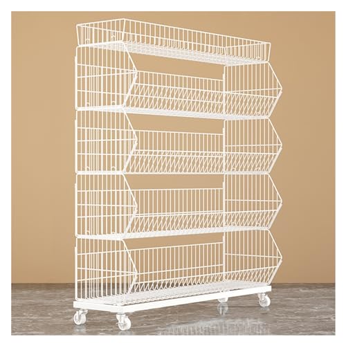 Gemüse, Snack-Aufbewahrungswagen, 4-stöckig oder 5-stöckig, Schwarz/Weiß, mehrere Größen(5 Tier White,L90cm(35.4in)) von FOELANNE