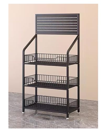 Gemüse, Stahlregalwagen mit Rädern 3 4 5 Reihen-Nahrungsmittelorganisator-Mehrfachfarben-Mehrfachgrößen(Black-3 Tier,L-50CM/20IN) von FOELANNE