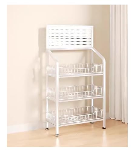 Gemüse, Stahlregalwagen mit Rädern for Obst-Snack-Gemüse-Organizer, Schwarz/Weiß, mehrere Größen(White-3 Tier,L-60CM/24IN) von FOELANNE