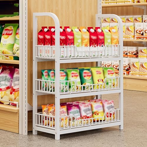 Gemüse, Stapelbares 3-lagiges Snack-Präsentationsregal mit Haken und unterem Korb 89 x 50 cm von FOELANNE