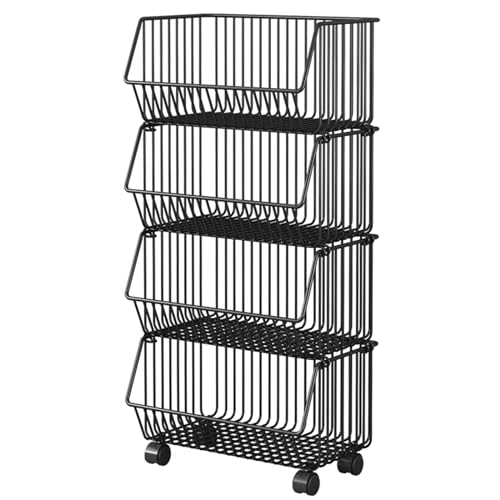 Gemüse, Supermarkt-Display-Snack-Wagen, Kohlenstoffstahl, Schwarz, mehrere Größen(41X29X83cm(16.1x11.4x32.7in)) von FOELANNE