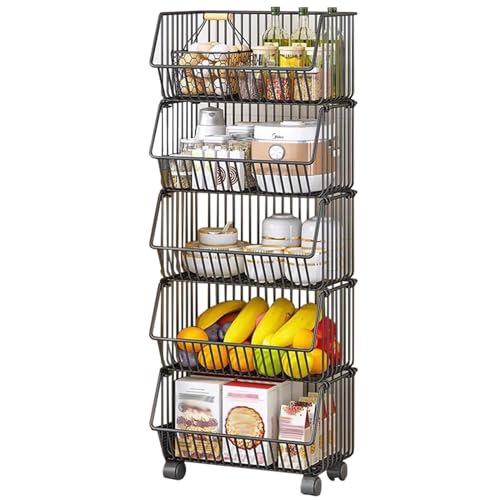Gemüse, Supermarkt-Display-Snack-Wagen, Kohlenstoffstahl, Schwarz, mehrere Größen(41x29x103cm(16.1x11.4x40.6in)) von FOELANNE