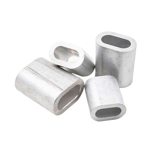 Kabelklammern, Aluminium-Stahldrahtseil-Crimphülsen, ovale Kabelbefestigungsclips, silberfarben, M1.2-M10, 1–50 Stück(M1.2) von FOELANNE