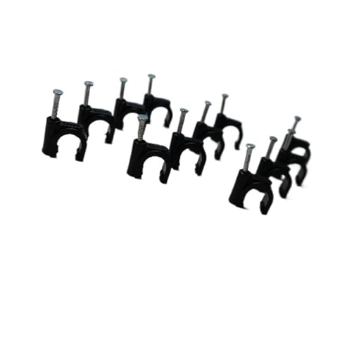 Kabelklammern, Kabelclips C-Form mit Befestigungsnägeln Schwarz Mehrere Größen 100 Stück(18mm) von FOELANNE