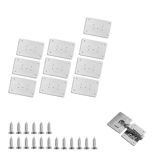 Scharnierreparatur, Scharnier-Reparaturplatte Edelstahl 90x50mm mit Schrauben 1/2/4/10 Stück(10pc B) von FOELANNE