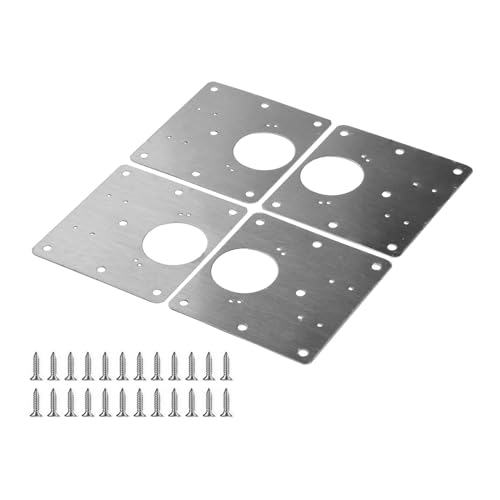 Scharnierreparatur, Scharnier-Reparaturplatte aus Edelstahl, 90 x 90 mm/50 x 90 mm, silberfarben, X-Pack(B 4pcs) von FOELANNE