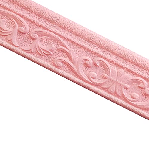 Selbstklebendes Wallpaper, Tapetenbordüre for Abziehen und Aufkleben for Wand und Decke, mehrfarbig, 8 cm x 230 cm, 2er-Pack(Carved Pink) von FOELANNE