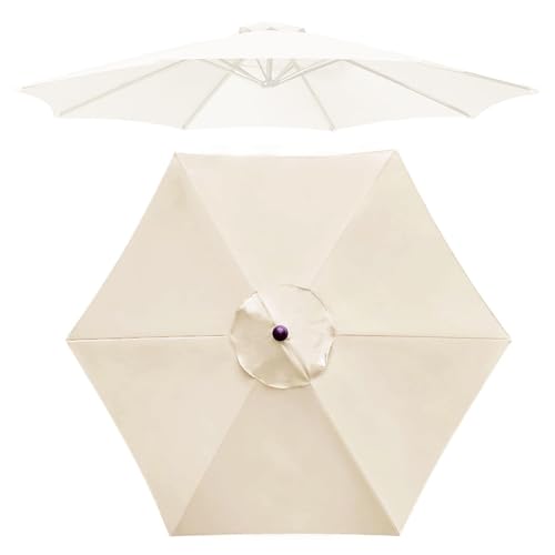 Sonnenschirm im Garten, Ersatz-Sonnenschirm-Überdachung, 6 Rippen, 8 Rippen, mehrere Größen, mehrfarbig(Off-white,6 ribs-2.7m(8.8ft)) von FOELANNE