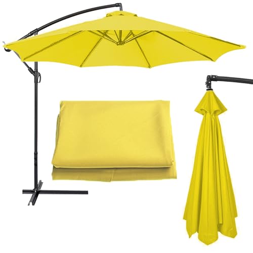 Sonnenschirm im Garten, Ersatz-Sonnenschirm-Überdachung for 6/8 Rippen, versetzter Freischwinger, mehrere Größen, mehrfarbig(Yellow,6 ribs-3m(9.8ft)) von FOELANNE