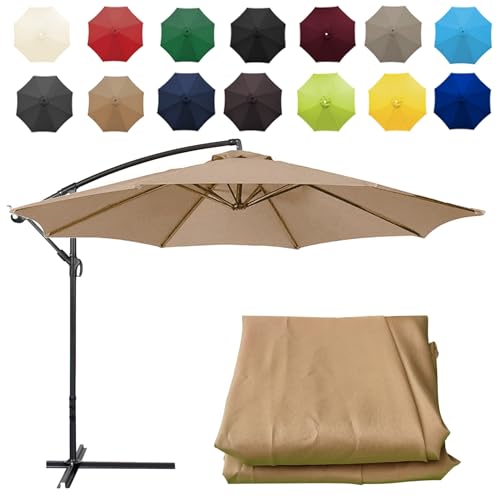 Sonnenschirm im Garten, Ersatzdach for Gartenschirm, mehrfarbig, mehrere Größen(Khaki,8 ribs-3m(9.8ft)) von FOELANNE