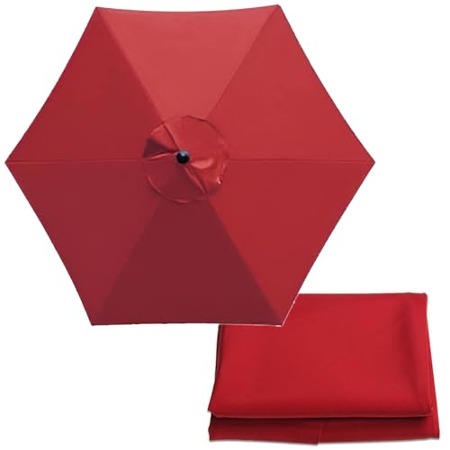 Sonnenschirm im Garten, Ersatzdach for Terrassenschirm, 2,0–3,9 m, for 6 Arme und 8 Arme, mehrfarbig(Red,6 ribs-3m(9.8ft)) von FOELANNE