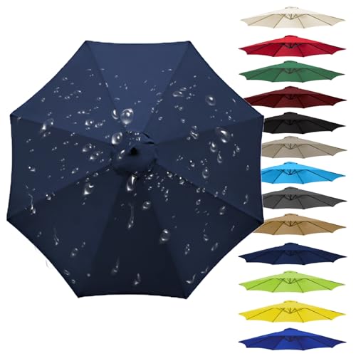Sonnenschirm im Garten, Ersatzdach for Terrassenschirm, mehrfarbig, mehrere Größen(Navy Blue,8 RIBS: 270CM/8.8FT) von FOELANNE