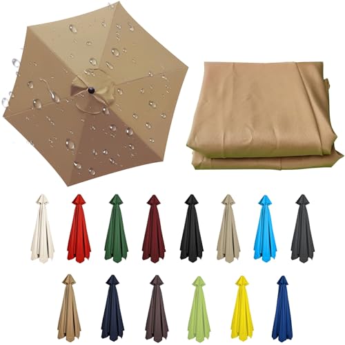 Sonnenschirm im Garten, Ersatzdach for Terrassenschirme for 6- und 8-Rippen-Schirme, 1,95–2,99 m, mehrfarbig(Khaki,6 ribs-3m(9.8ft)) von FOELANNE