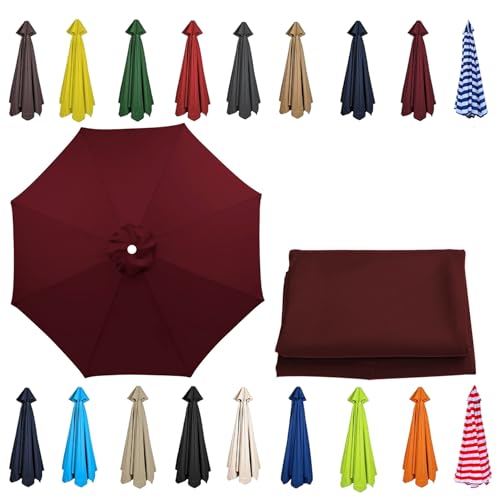 Sonnenschirm im Garten, Ersatzschirmdach for 6- und 8-Rippen-Rahmen, mehrfarbig, mehrere Größen(Wine Red,8 RIBS: 270CM/8.8FT) von FOELANNE