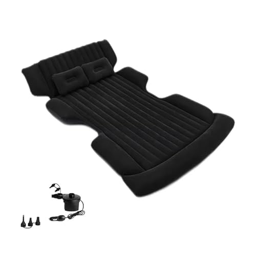 aufgeblasene Matratze, Faltbare Auto-Luftmatratze mit Pumpe und Beflockungsmaterial for Reisen, Camping, Mehrfarbig(Black) von FOELANNE