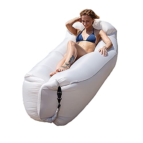 aufgeblasene Matratze, Wasserdichtes aufblasbares Luftsofa mit Kopfstütze, tragbar for Camping, Strand, mehrfarbige Erwachsene(Grey) von FOELANNE