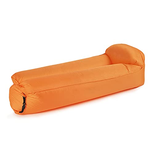 aufgeblasene Matratze, Wasserdichtes aufblasbares Luftsofa mit Kopfstütze, tragbar for Camping, Strand, mehrfarbige Erwachsene(Orange) von FOELANNE