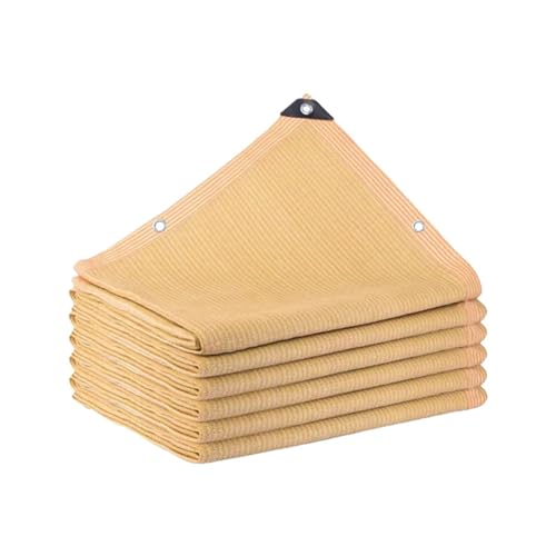 reflektierende Aluminiumfolie, HDPE Sonnenschutznetz 80% UV-Schutz mit Ösen Beige Mehrfachgrößen for Garten-Carport(5.0x8.0 m/16.4x26 ft) von FOELANNE
