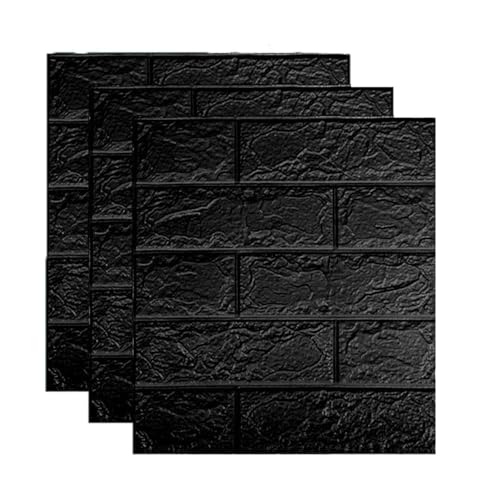 selbst klebrige Wandfliesen, 3D-Wandpaneele for Abziehen und Aufkleben, 35 x 38,5 cm, mehrfarbig, 10/20 Stück(Black,10pcs) von FOELANNE